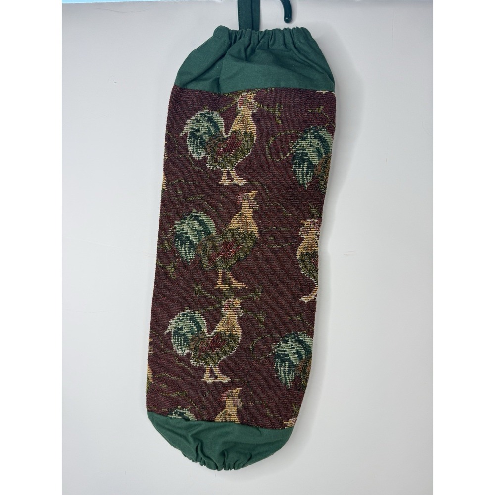 Vintage SACSOC Farm Rooster Plastic Bag Holder Designer Series Tapestry Brawny